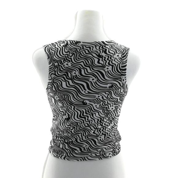 Self Esteem Black & White Sleeveless Tie Front Top - Junior's Size Large - Chic - Picture 3 of 3